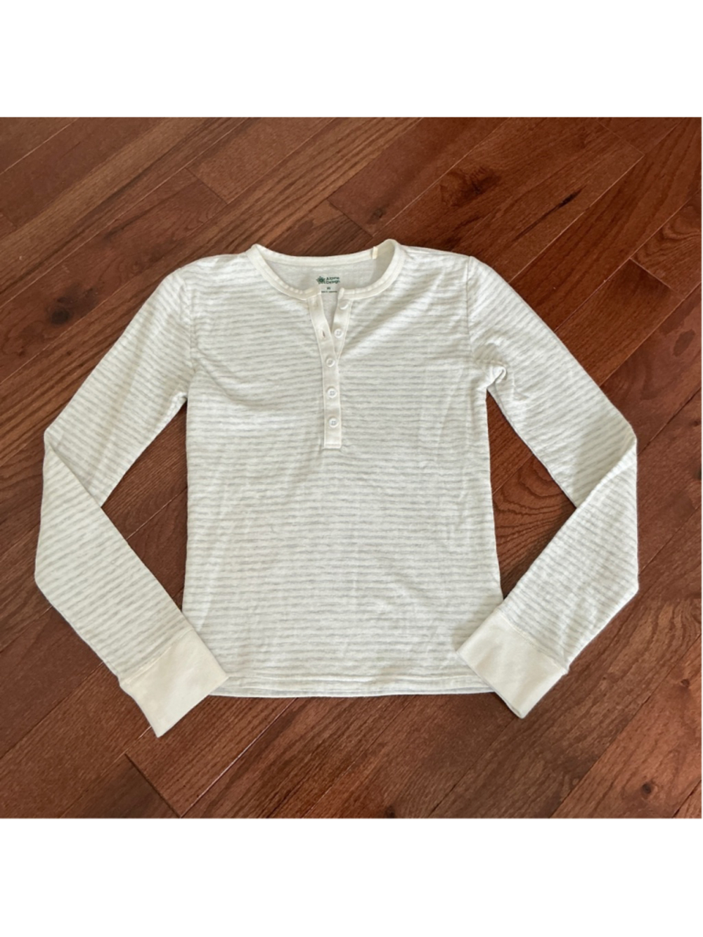 Women's Alpine Design Long Sleeve Henley Tee XS White Gray Striped
